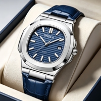 Jam Tangan Pria ONOLA 3852 Mewah Kasual Quartz Alloy Charm dengan Tali Kulit, Logo Custom, Kaca Dial, dan Penunjuk Waktu