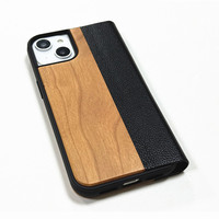 Étui de téléphone DYL Mobile en bois et cuir PU antichoc avec porte-cartes pour iPhone 17/Pro Max avec personnalisation