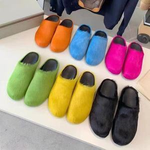 Men and Women Furry Oxford Fashion Home Anti-Slip Genuine Leather Sole Cozy <b>Comfortable</b> Indoor Bedroom Shoes Warm Spring - Product Image 1