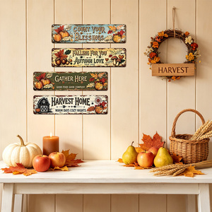 4 Piezas Letrero Metálico Plano 2D Vintage con Efecto Envejecido, Diseño de Cosecha Otoñal con Calabaza y Hoja, para Decoración de Pared de Granja y Hogar - Product Image 5
