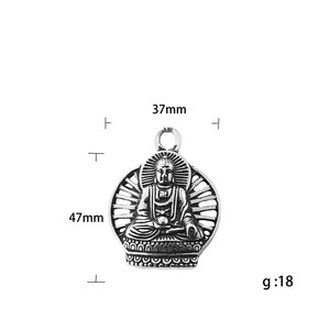 Collar con colgante de Buda de acero inoxidable para hombre, estilo retro punk, diseño geométrico 19064 - Product Image 5