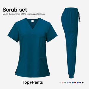2026 Ensembles de pantalons de travail bleu sarcelle personnalisables avec logo pour femmes, uniformes d'hôpital, tenues d'infirmière pour hommes - Product Image 2