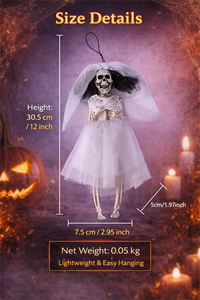 Regalo de Halloween: Esqueleto Colgante de Pareja de Novios - Decoraciones de Novia y Novio para Fiesta de Halloween en Casa Encantada y Decoración Espeluznante - Product Image 6