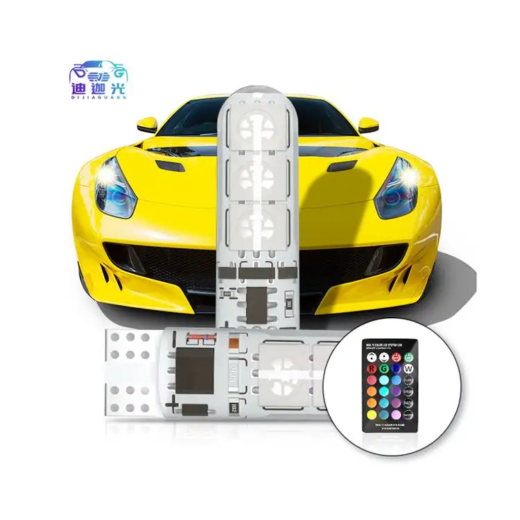 T10 194 168 w5w RGB LED Remote Atmosphere light Bulbs Strobe 16 Colors Replace Map/Dome/License Plate/Parking