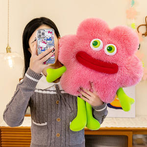 Большой рот уродливый милый маленький монстр подушка кукла супер мягкие красные волосы колбаса рот Забавный подарок плюшевые игрушки - Product Image 3