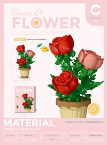 Ramo de Rosas, Flor Eterna en Maceta, Serie de Suculentas, Bloques de Construcción DIY Compatibles con Lego, Juguete Infantil, Modelo en Caja de Color - Product Image 6