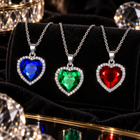 LUOYUNE – collier avec pendentif en cristal en forme de cœur coloré, bijoux en alliage argenté avec strass pour femmes, à porter au quotidien, cadeau de fête