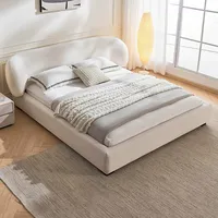 Lit rembourré moderne en tissu, taille king size, lit double, meubles de chambre à coucher, fabriqué en Chine
