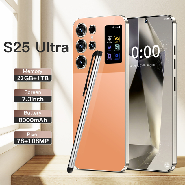 Real High Quality 22+1TB S25 Ultra Cellphone Smartphone 7.3 Inch Unlocked Dual Card Big Screen 5G Android 15 Mobile Phones