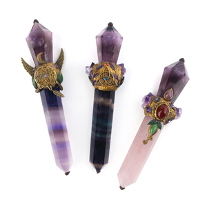 Bâton Magique Pharaon - Améthyste, Fluorite Arc-en-ciel, Quartz Rose - Bâton de Cristal Naturel - Product Image 3