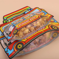 Sac refermable personnalisé en forme de bus, imprimé dessin animé mignon, pour collations d'enfants, biscuits, bonbons, emballage cadeau de fête