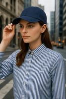 Casquette de baseball unisexe personnalisée en gros, tissu sergé denim bleu foncé de haute qualité, style tendance pour usage professionnel automne/hiver