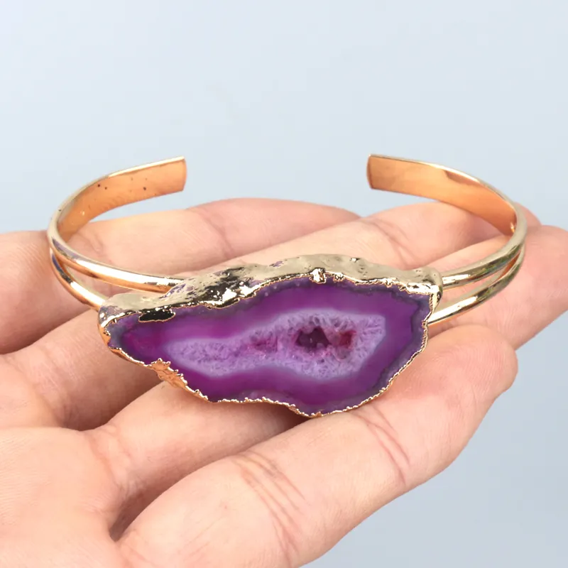 Vente en gros cristal de quartz naturel fengshui pierre de guérison véritable agate rouge noir jaune bracelets jonc pour femmes
