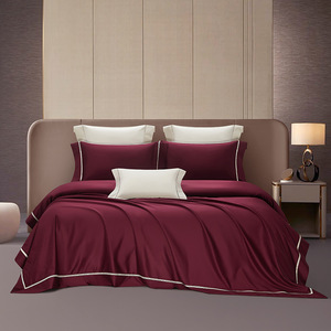 160-Count Pima Cotton Four-Piece <b>Bedding</b> <b>Set</b> Solid Color Breathable Duvet Cover Sheet <b>Set</b> Home Use - Product Image 1