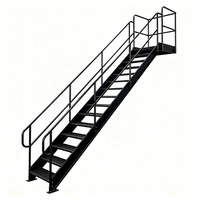 Escalier d'évacuation industriel extérieur en acier, type droit ou en angle, plateforme d'escalier métallique de sécurité pour usine et bâtiment commercial