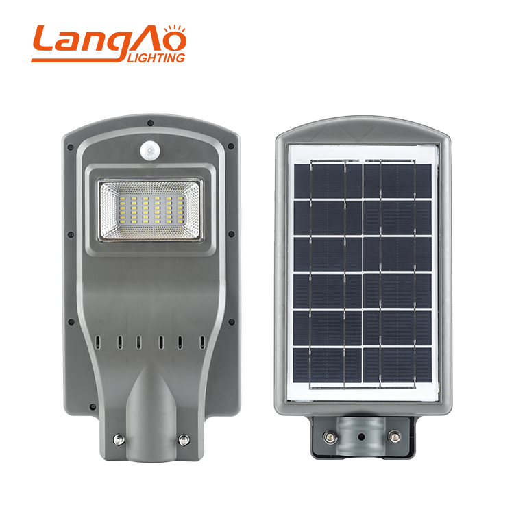 Alto brillo al aire libre ip65 impermeable todo en uno integrado solar farola