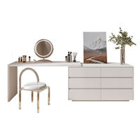 Coiffeuse minimaliste de luxe en bois massif avec miroir éclairé par LED vanités de maquillage rétractables et fonction de stockage pour la chambre à coucher