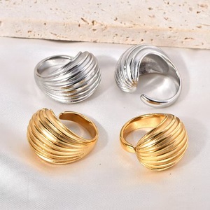 Estilo europeo y americano ins moda personalidad simple nicho textura anillo en capas Diseño temperamento anillo abierto chapado en oro - Product Image 2