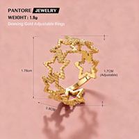 Bague en acier inoxydable pour femme, motif étoile à cinq branches ajourée