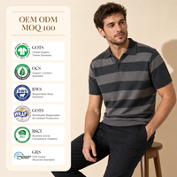Pull en maille à col polo pour homme avec logo personnalisé, style preppy sport old money, 100% coton biologique OCS
