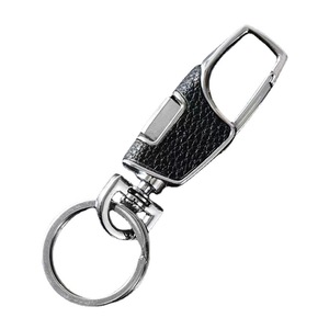 <b>Car</b> Keychain Genuine Leather Zinc Alloy 9cm Double <b>Ring</b> <b>Key</b> Pendant Creative Black <b>Key</b> Accessories - Product Image 3