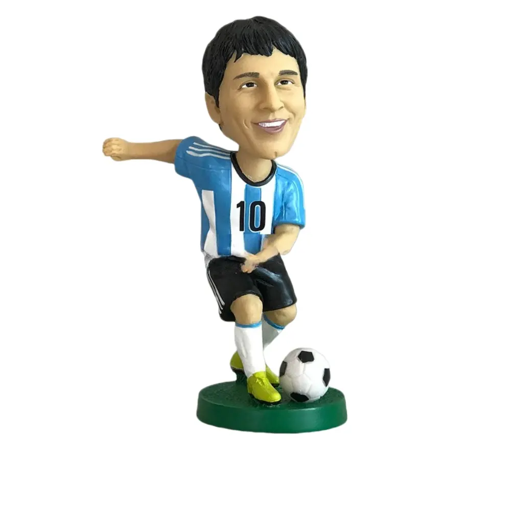 Personalizzato all'ingrosso 3D resina giocatore di Football figurina Super stella testa Bobble bambola figura statua modello sportivo Idea regalo