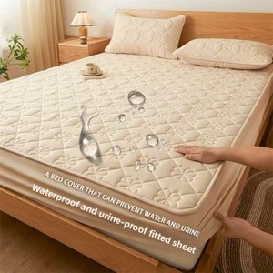 Coprimaterasso Trapuntato <span class=keywords><strong>Impermeabile</strong></span> Tinta Unita 2025 – Lenzuolo Protettivo Premium per Letti - Product Image 1