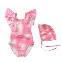 Traje de baño de dos piezas de moda para niños de diseño superior alto OEM traje de baño de playa de verano a rayas naranjas para niños