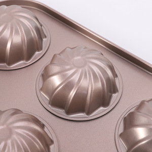 Carbon Steel 6 Piece <b>Threaded</b> Cupcake Mold Muffin Pan Round Light Gold Oven Safe Baking <b>Tool</b> For Home Use - Product Image 2