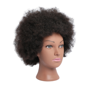 Cabeza de Maniquí Afro Profesional con Cabello 100% Humano para Prácticas de Trenzado, Muñeca de Cosmetología Afroamericana para Peluqueros - Product Image 3