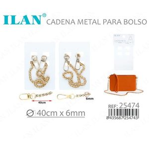 โซ่โลหะสำหรับกระเป๋าถือ 40 ซม. x 6 มม. สีทอง พร้อมคลิป - Product Image 3