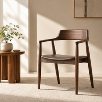 Fauteuil de salle à manger en bois massif de style Mid-Century avec coussin, chaise longue personnalisable pour restaurant, réunion, maison