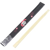 Baguettes de sushi imprimées de logo personnalisé Baguettes chinoises jetables avec manchon de couverture en papier personnalisé