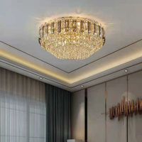 JYLIGHTING Plafonnier en cristal à LED de luxe nordique, plafonnier rond en cristal, plafonniers en cristal pour salon