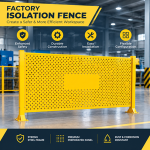 Barrière de Sécurité pour Entrepôt en Acier Perforé Jaune, Système de Protection Métallique Thermolaqué pour Atelier - Product Image 2