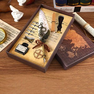 LISI Premium Metal Quill Pen and Ink Set d'écriture <span class=keywords><strong>Plume</strong></span> à plumes pour décoration de bureau antique et marqueurs d'art cadeaux - Product Image 6