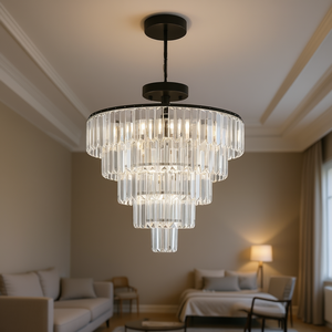 Modern Style <b>Large</b> Crystal <b>Chandelier</b> Black Finish Round LED Ceiling Light 6000K Daylight for Living Room Dining Room Bedroom - Product Image 2