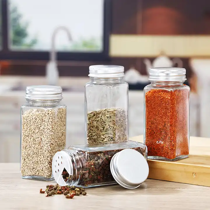 12Pcs Glass Spice Jar with Bamboo Lids Salt and Pepper Shakers Seasoning  Jars Spice Organizer 120ml