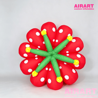 Fleur gonflable à pois personnalisée pour la décoration de scène de gala, ballon de fleur gonflable rouge simulé pour les idées de fête