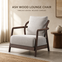 Fauteuil d'appoint en tissu, fabrication directe usine OEM ODM, structure en bois de frêne massif, chaise longue moderne et confortable pour salon, chambre, appartement