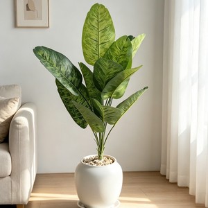 Planta artificial de palma del viajero en maceta, decoración de interior, planta artificial de hoja verde para la decoración del hogar y la sala de estar - Product Image 2