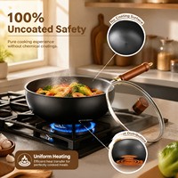 Wok en fer antiadhésif écologique pour cuisson au gaz naturel
