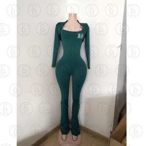 <span class=keywords><strong>Tuta</strong></span> Intera da <span class=keywords><strong>Donna</strong></span> a Maniche Lunghe in Nylon, con Logo Ricamato, Gamba Svasata, per Yoga e Fitness, <span class=keywords><strong>Tuta</strong></span> Sportiva Basica - Product Image 2