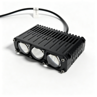 Nueva Luz LED Azul de 12V para Parrilla con Doble Ventilador, Luz Auxiliar de Trabajo para Conducción Todoterreno, Luz Antiniebla de 3 Lentes