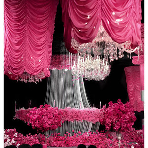 Toile <span class=keywords><strong>de</strong></span> fond <span class=keywords><strong>de</strong></span> mariage en tissu extensible effet vague d'eau en soie glacée pour scène, salle, événement, théâtre, décoration - Product Image 6