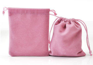 Lot de pochettes à cordon en velours gris et rose pour bijoux, plusieurs tailles, sacs d'emballage à cordon - Product Image 3