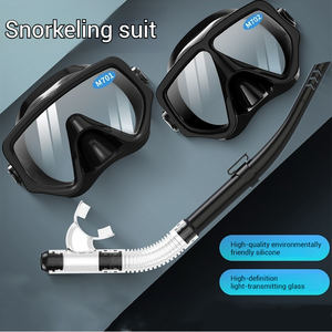 Nuevo juego de esnórquel de dos piezas <span class=keywords><strong>con</strong></span> máscara de silicona ancha y tubo de respiración semiseco, lente templada, equipo de buceo - Product Image 2
