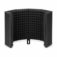 Écran d'isolation acoustique professionnel pour microphone, réduction du bruit, pliable, conception à 5 panneaux, panneau en mousse acoustique, support métallique pour montage