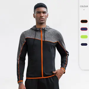 Chaquetas para hombre 2023 running leisure fitness clothing long sleeves full zipper hooded training outwear OEM jacket man