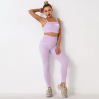 Unique Women's Sports Wear Fitness Bra Crop Top And Seamless leggings Compression Yoga Wear Set